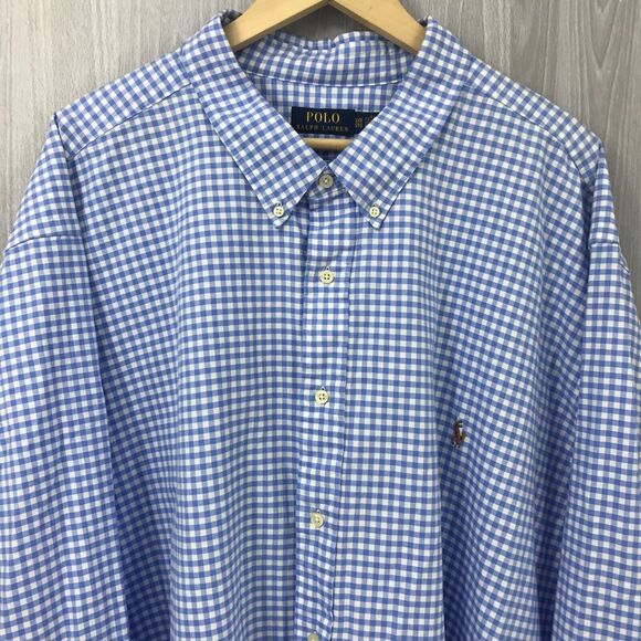 Polo Ralph Lauren‎ Shirt Blue White Gingham Check Oxford Button Down 5XB NWT - Picture 3 of 12